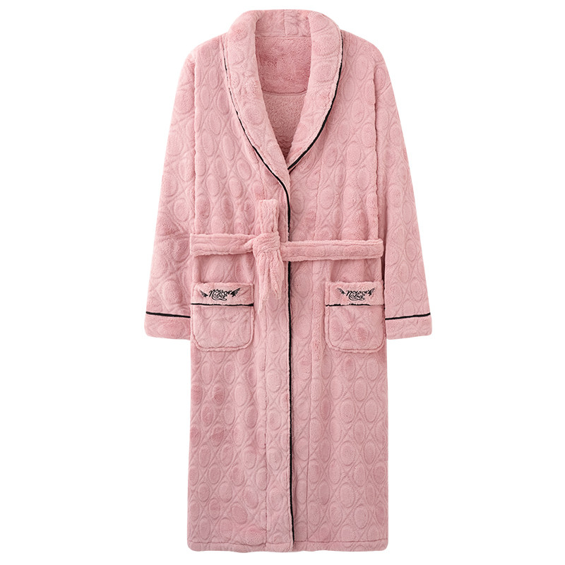 WINTER NEW FLANNEL NIGHTGOWN WOMENS THICKENED CORAL VELVET PAJAMAS AUTUMN AND WINTER BATHROBES MIDDLE-AGED PEOPLE FLEECE LOUNGEWEAR