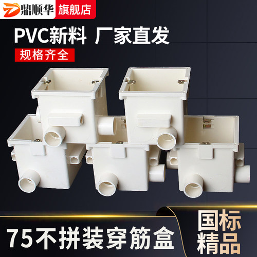 预埋不拼装穿筋线盒PVC阻燃插座