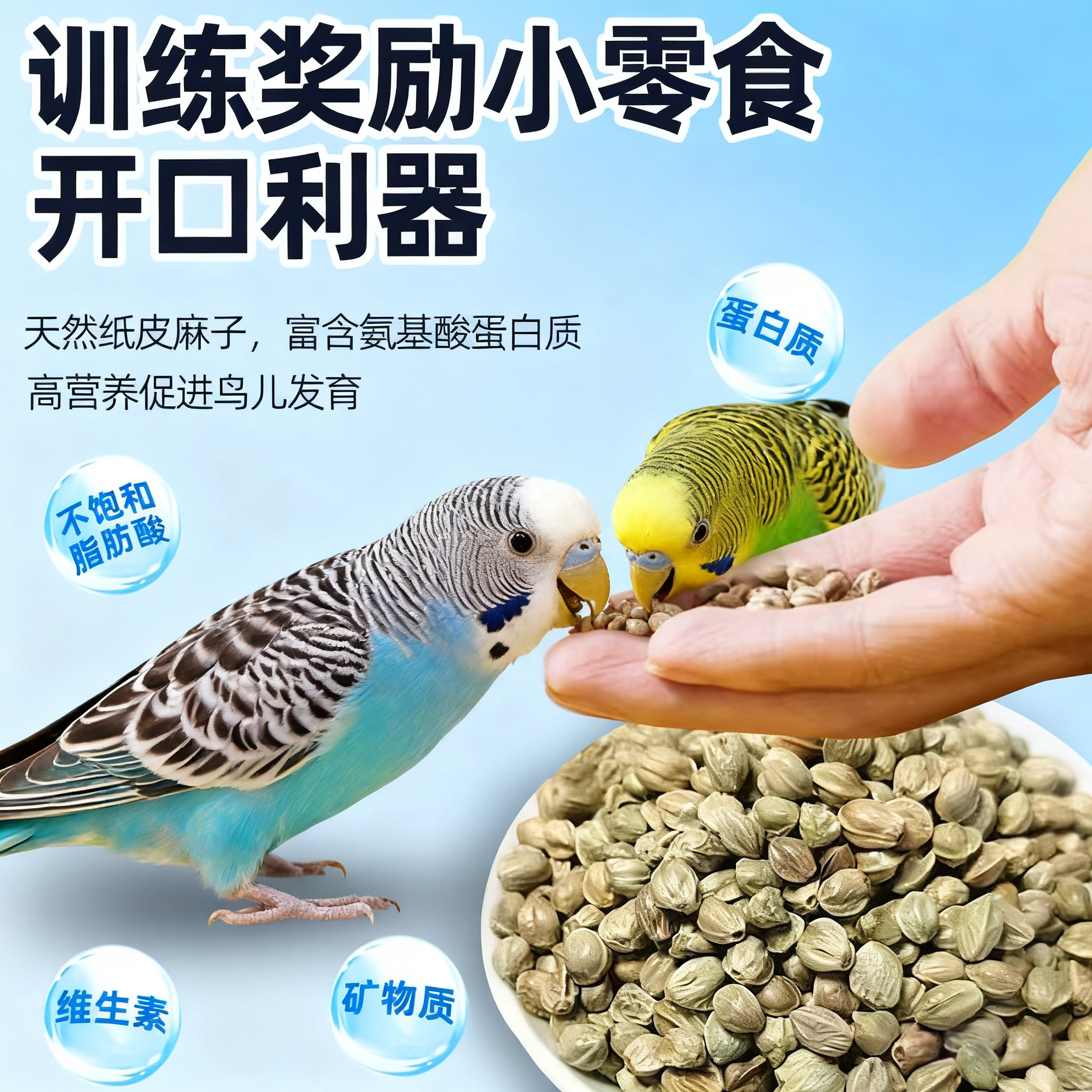 纸壳火麻子大颗粒火麻子玄凤牡丹鸟粮食奖励训练增肥零食鹦鹉鸟粮