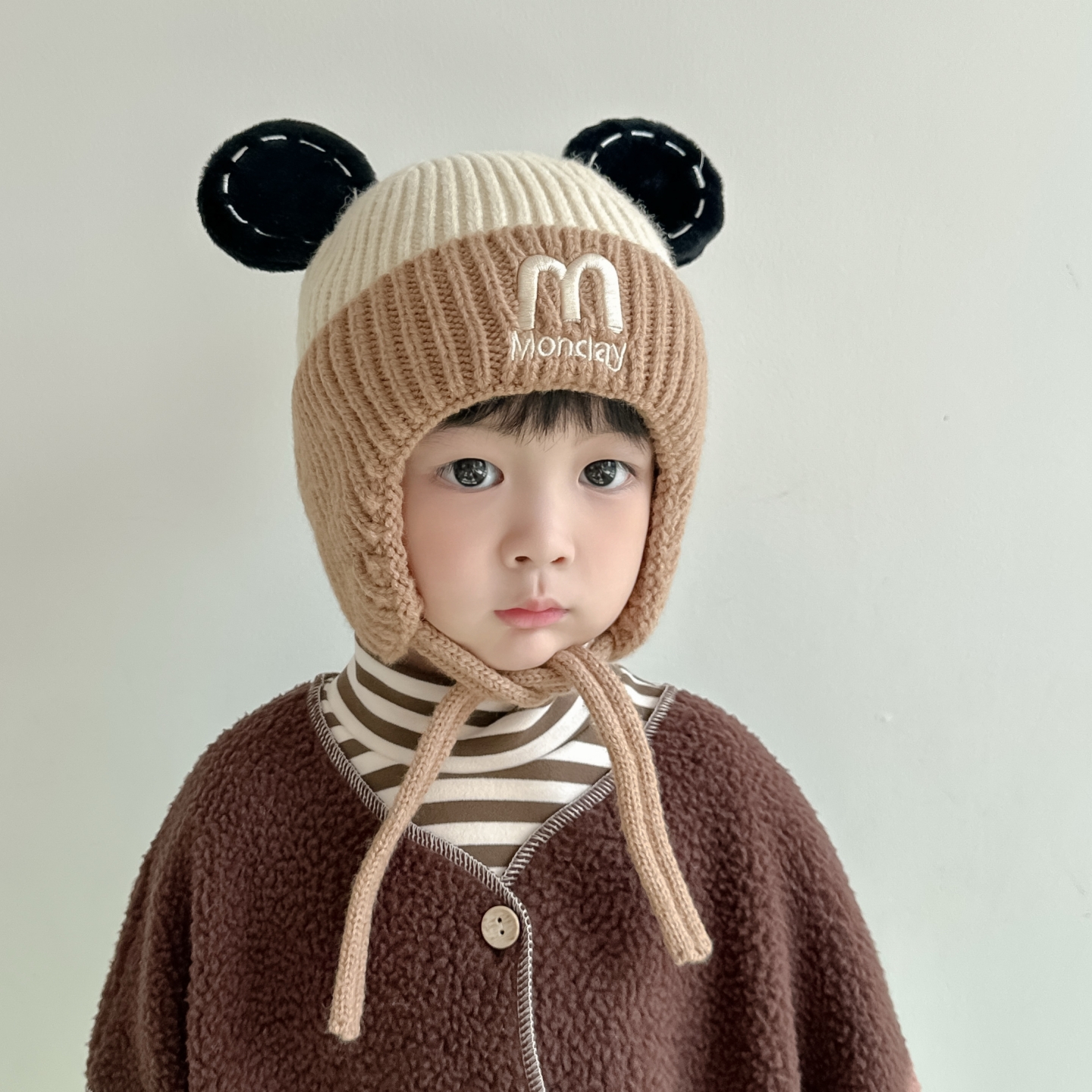 宝宝帽子秋冬可爱加厚毛线护耳帽