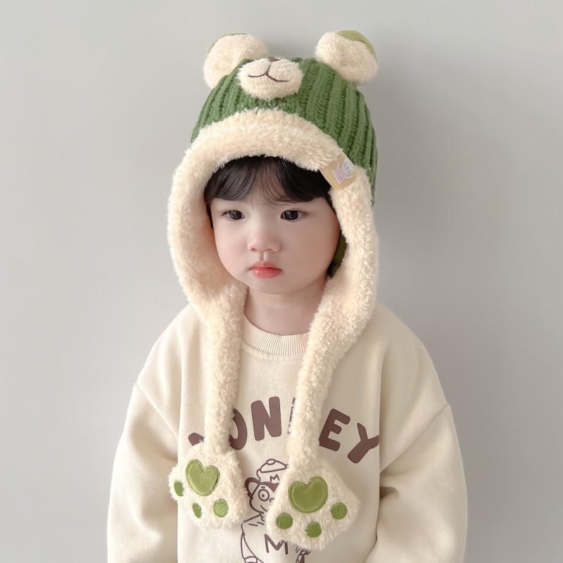 儿童帽子男潮秋冬加绒女童保暖帽