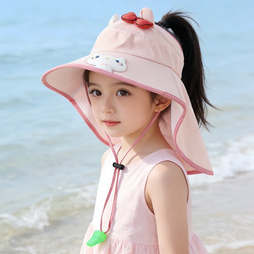 夏季儿童披肩大檐防晒空顶帽