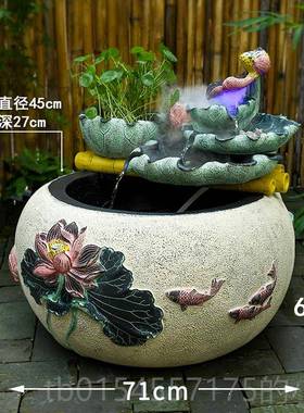 正品庭地院户水景落鱼池流水件古法鱼缸室外造外景布置吐水水摆系