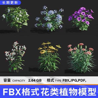 72套C4D花类植物模型 FBX绿植盆栽模型 支持Blender 3DMAX渲染器