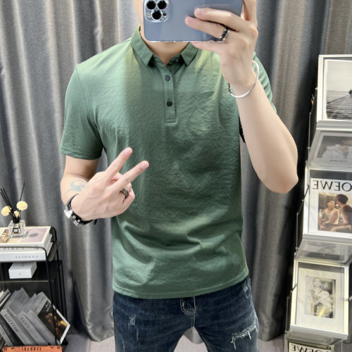 帅气夏季棉麻polo衫男青年翻领麻料休闲百搭潮流净版短袖t恤上衣