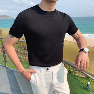纯棉T恤 欧美ins潮流小2022春季 短袖 t恤男春夏季 轻奢范潮个性