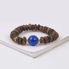 克莱英蓝高油沉香手串LJ20029 奇楠9mm 青金15mm银