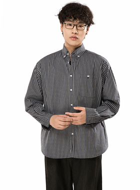 Simple R【廓形格子】日系cityboy男女复古文艺休闲工装长袖衬衣
