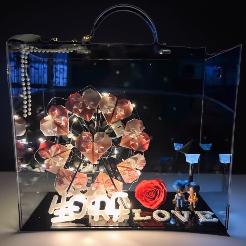亚克力手提盒旋转摩天轮爱心有钱花diy材料包风车发光节日情侣,节庆用品/礼品,创意礼盒/礼品套组,淘宝优惠券,粉丝福利购,淘宝优惠卷