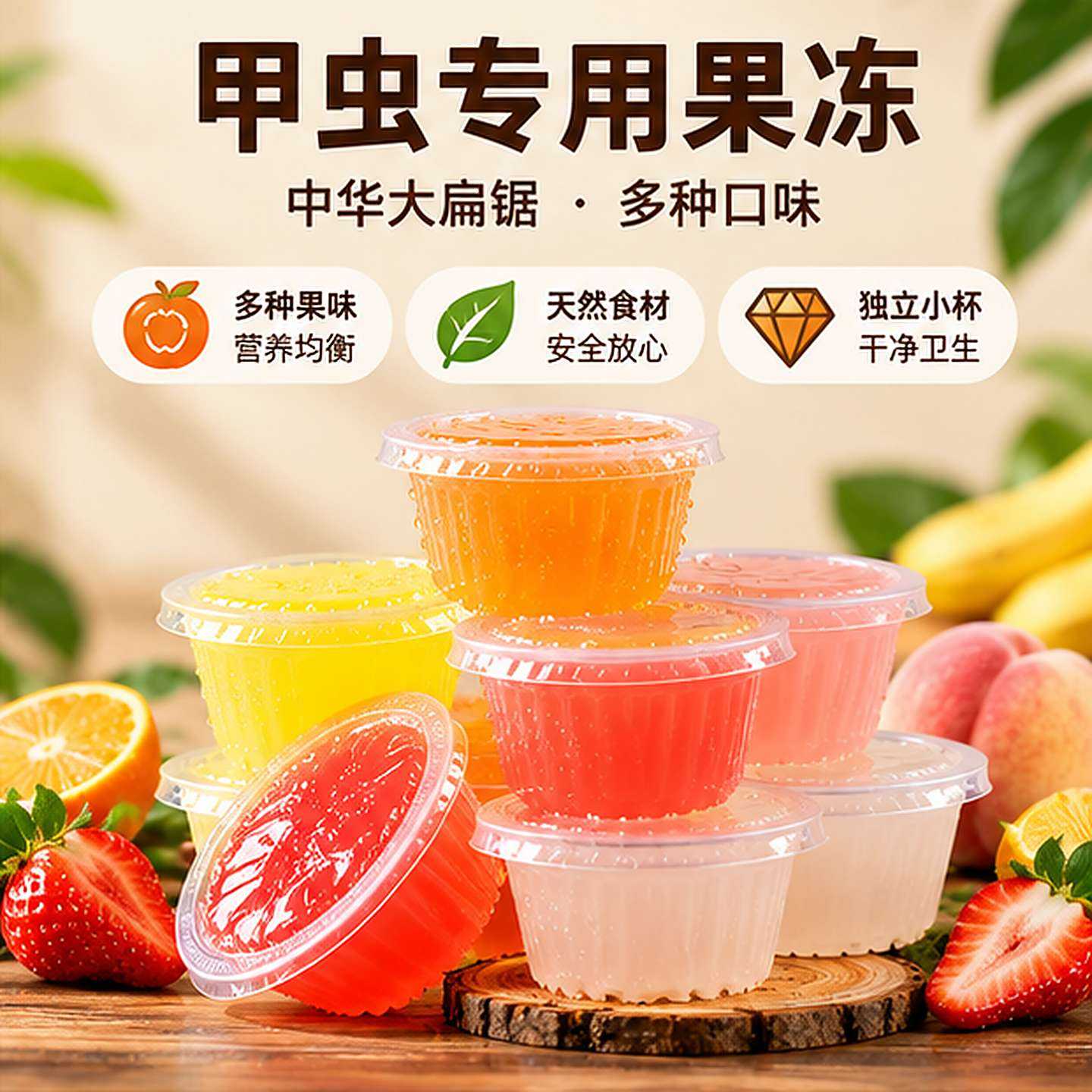 中华大扁锹果冻甲虫专用独角仙果冻昆虫食物天牛兜虫蛋白幼成虫大