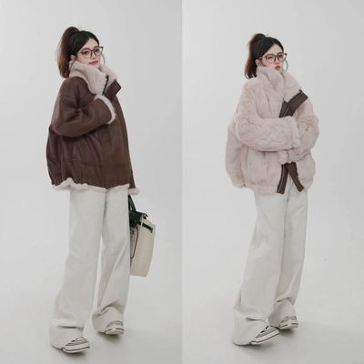 真兔毛两面穿派克服新款