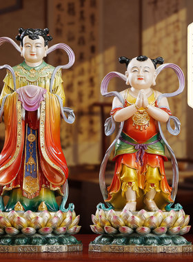 台湾彩绘金童玉女佛像善财童子