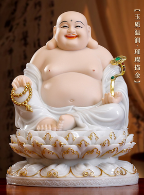 新款汉白玉弥勒佛大肚笑佛像