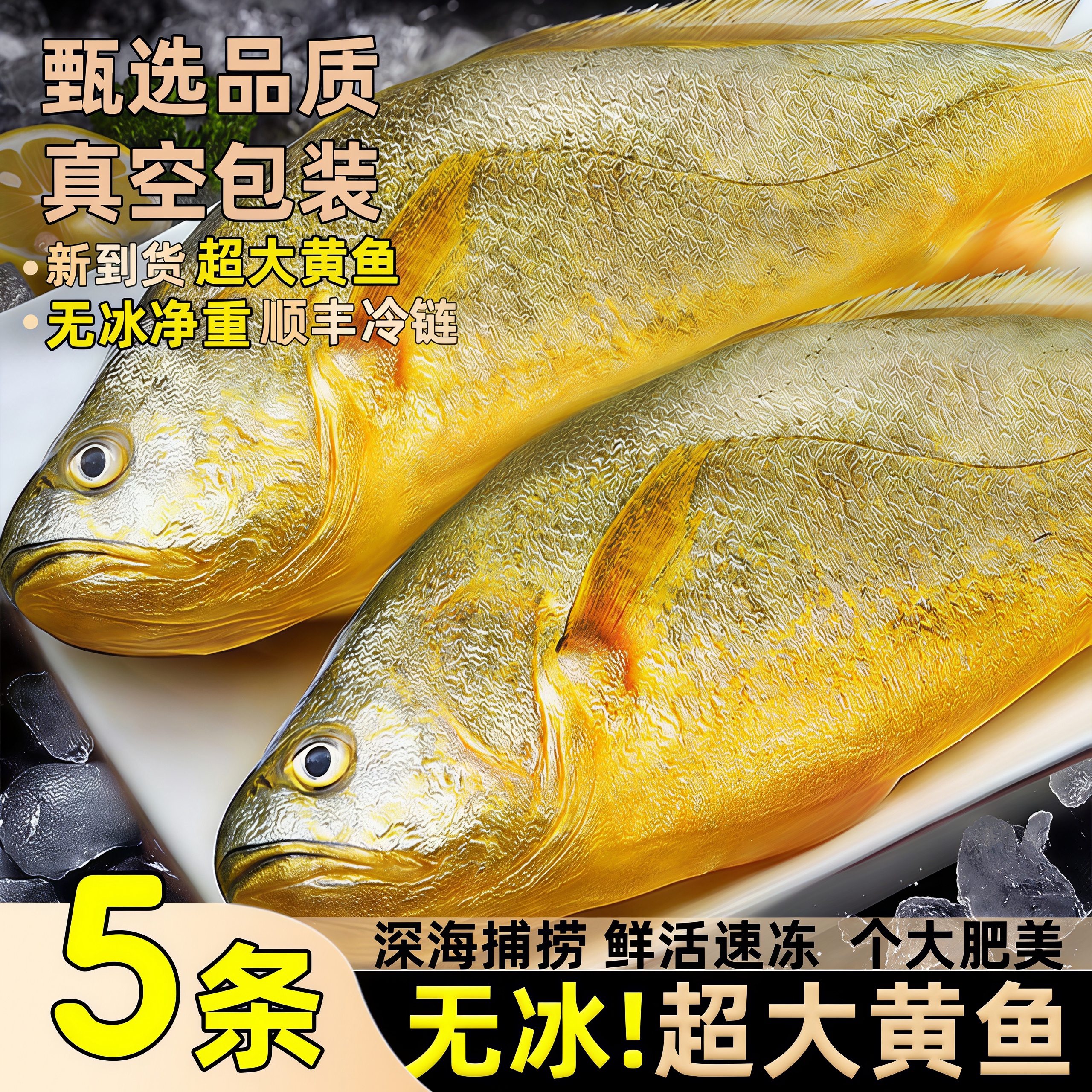 大黄花鱼鲜活冷冻大黄鱼无冰衣