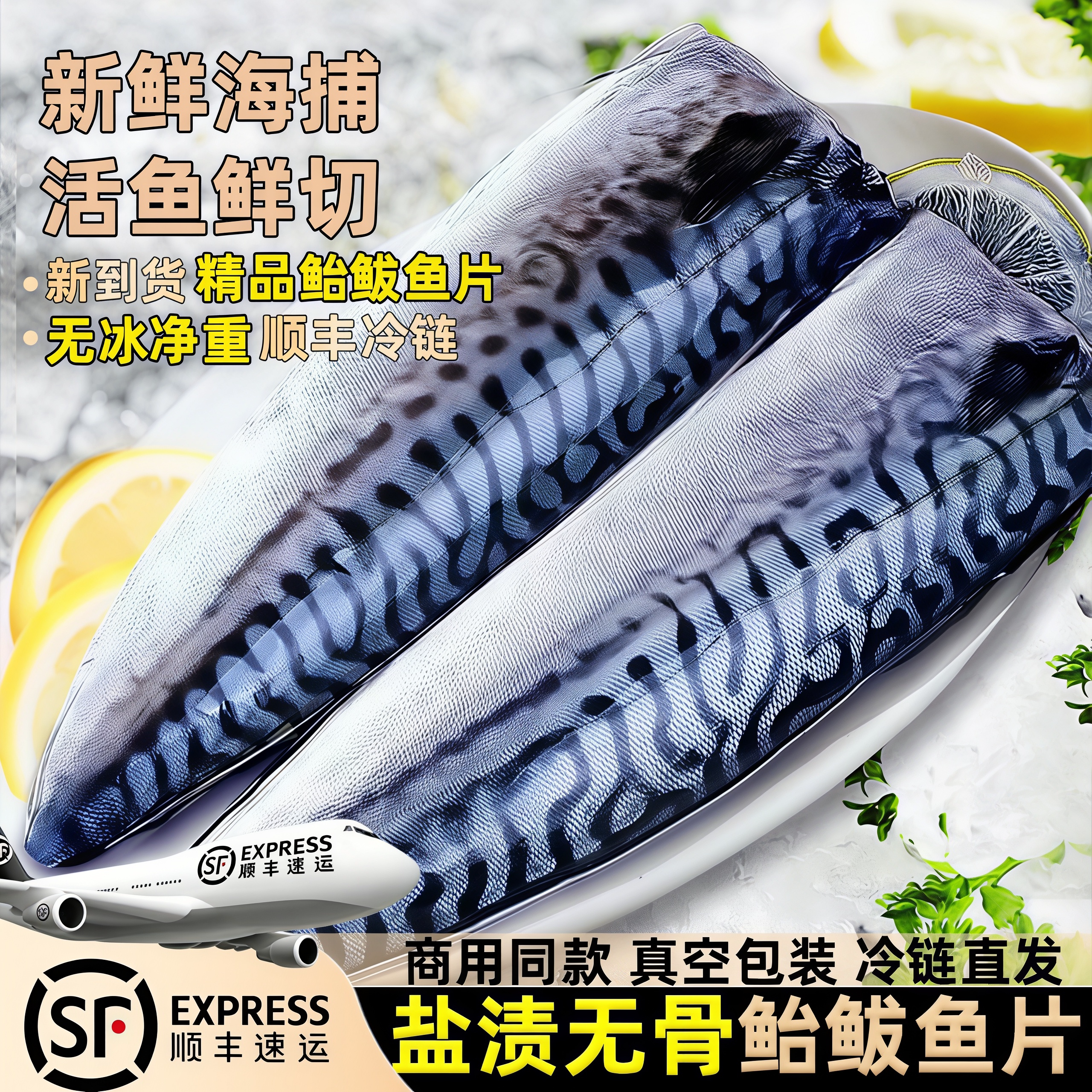 日式盐渍青花鱼片冷冻大号批发