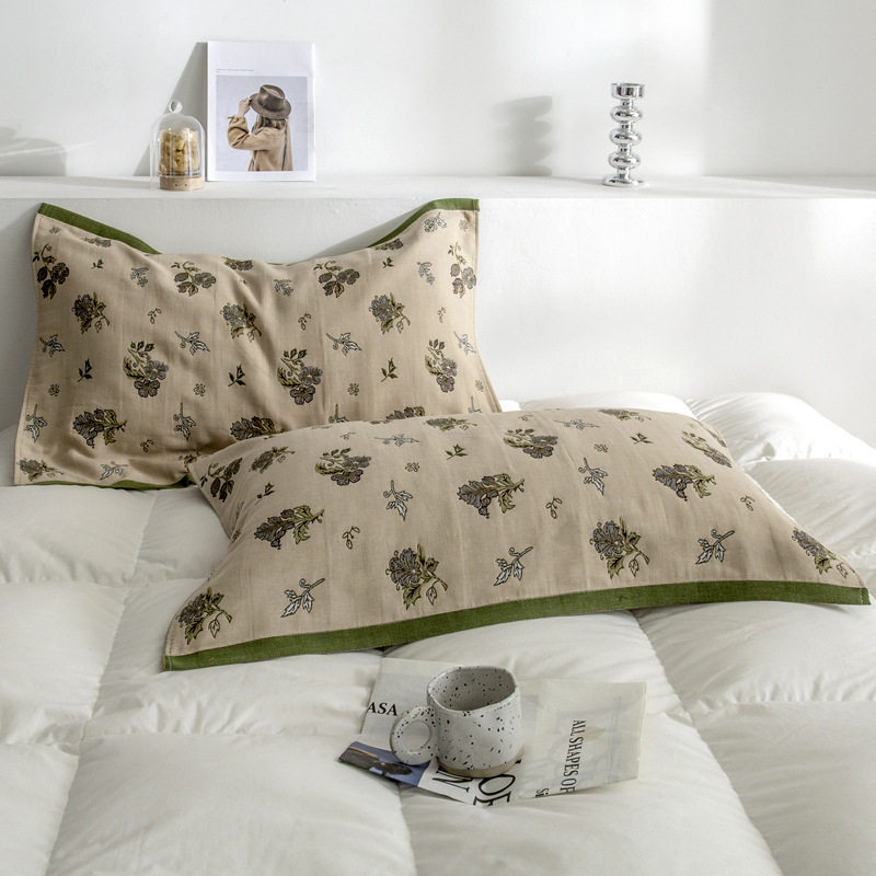 厂家棉质舒适透气四层纱布棉枕巾单人成人情侣枕头巾盖巾凉感