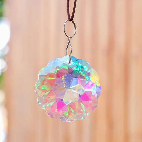 光影空中挂饰带孔可吊挂水晶吊坠装饰幻彩月亮花朵灯饰球风铃