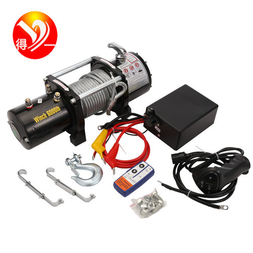 12v车载自救越野绞盘 3000磅越野车绞盘 车载吊机24v电动绞盘