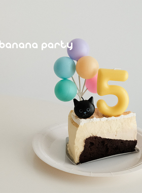 马卡龙色数字生日蜡烛蛋糕装饰儿童派对拍照猫咪宠物狗狗纪念日