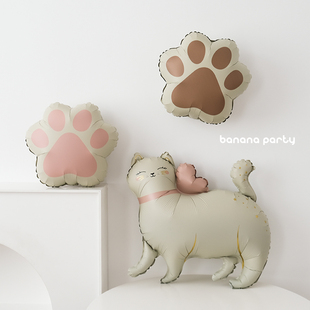 宠物猫咪狗狗生日派对装扮造型卡通铝膜气球可爱动物掌印磨砂骨头
