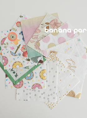 ins风一次性餐纸生日派对聚餐户外露营印花餐巾纸可爱甜品台装饰