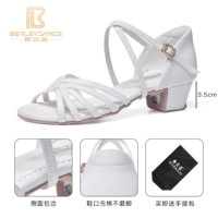 Суперволокно кожа с пятью краснократными белыми 3,5 низкой каблуки+края обуви/толстые буферные колодки подарочные танцевальные сумки