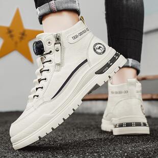 潮牌男鞋高级感休闲小白鞋男潮流百搭板鞋运动厚底轻便高帮马丁靴