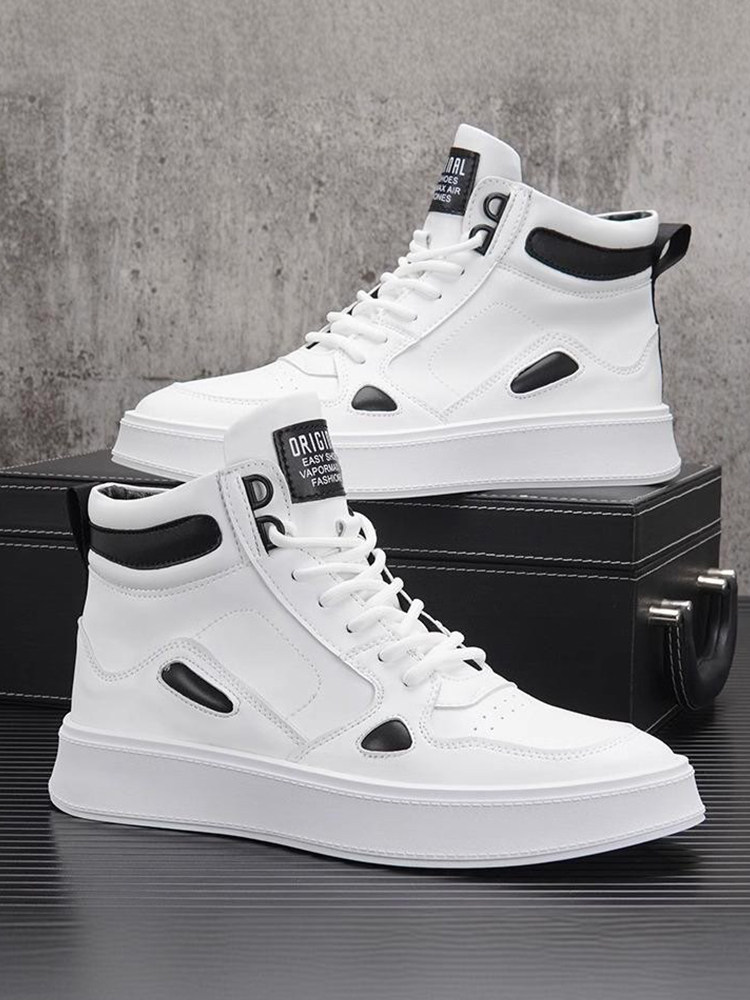 潮牌男鞋韩版时尚休闲高帮板鞋男2025年新款潮流百搭内增高小白鞋