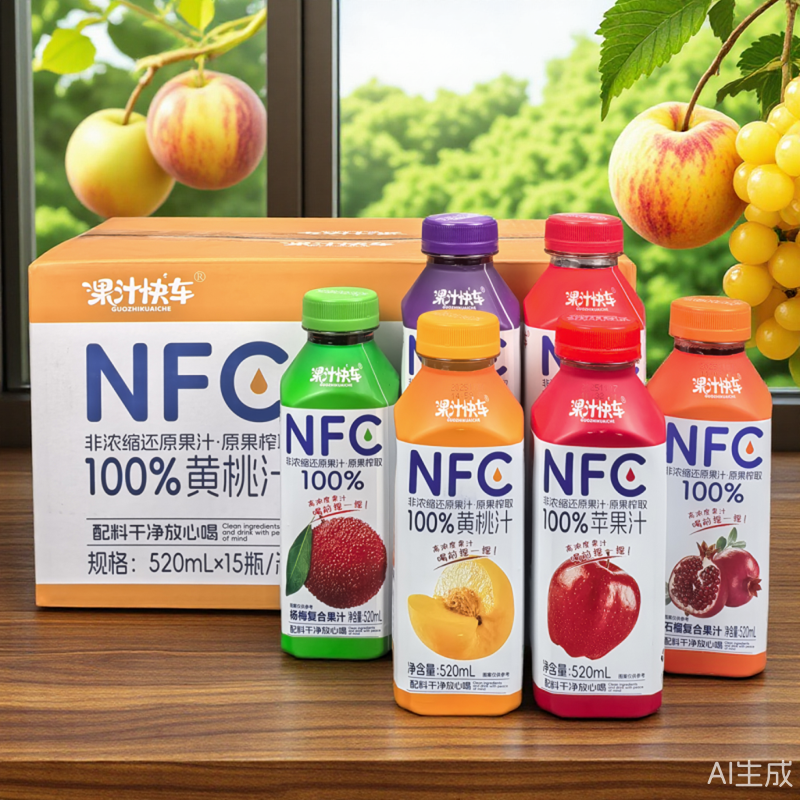 果汁快车NFC100%黄桃汁苹果汁葡萄汁山楂汁石榴汁杨梅鲜果汁饮料
