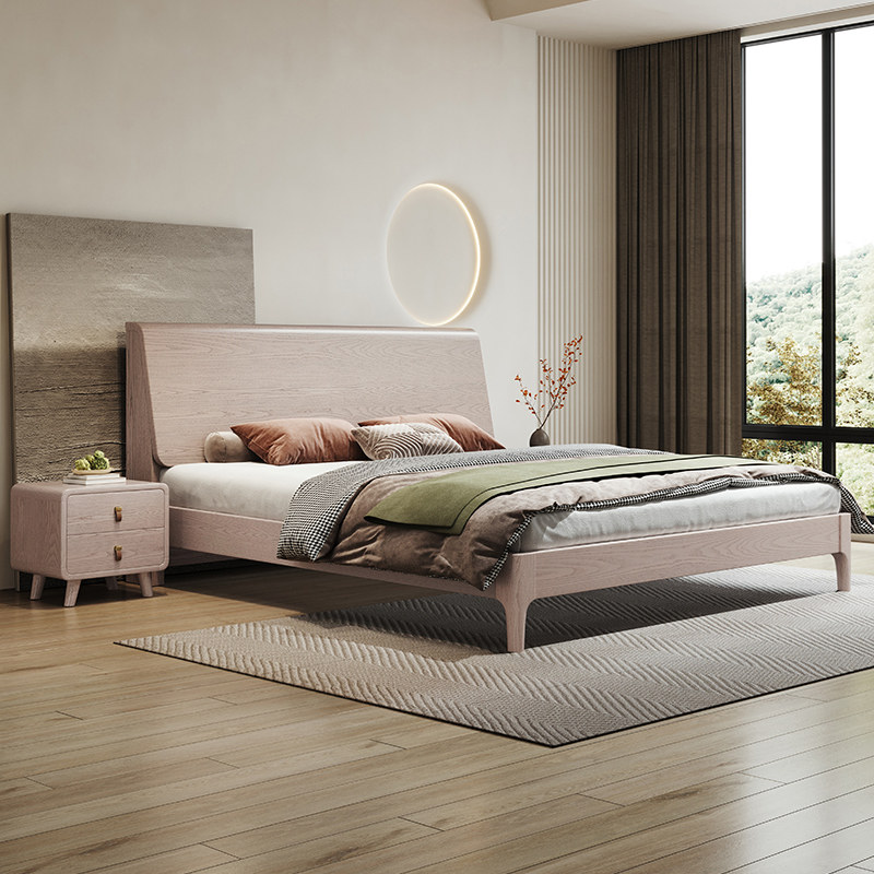 白蜡木纯实木床北欧现代简约1.8m1.5m双人床全实木床工厂直销大床