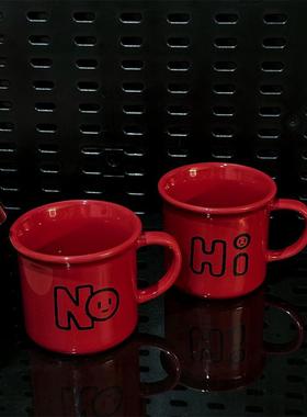 hi~2025新年快乐原创正红色陶瓷马克杯跨年咖啡杯伴手礼水杯270ml