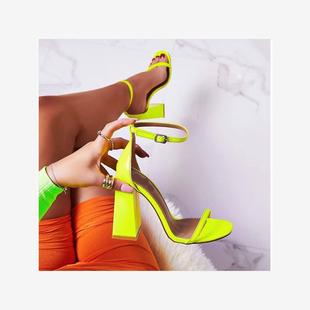 凉鞋女2022新款 yellow block heels shoes DEleventh凉鞋女ins潮