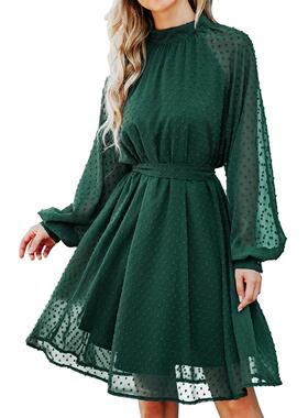 Women wedding guest dress long sleeve elegant chiffon dress