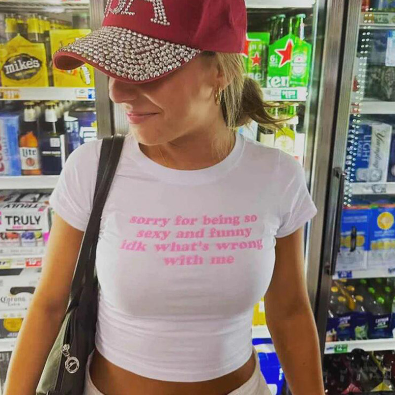 Sorry For Being So Sexy Women Cropped Top Baby Tee T Shirts