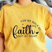 Religious Christian Women Faith Shirt纯棉字母圆领T恤宽松