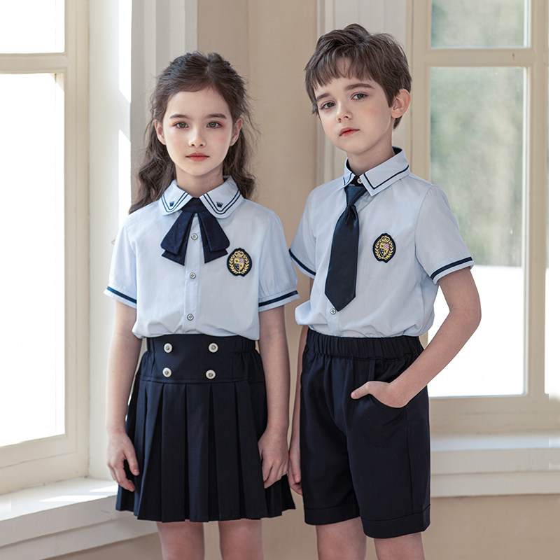 幼儿园园服夏装校服套装短袖小学生毕业照服饰儿童夏季英伦风班服
