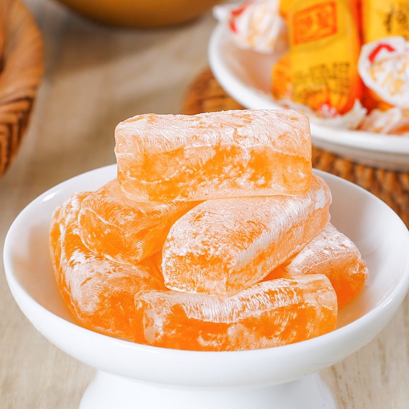 圣福记甜橙味饴糖山东特产高粱饴喜糖水果味软糖橙子味糖香橙味
