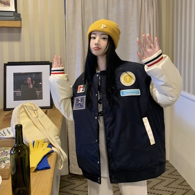 大码女装冬季棉服设计感小众棒球服冬天外套韩版新款棉衣保暖加厚