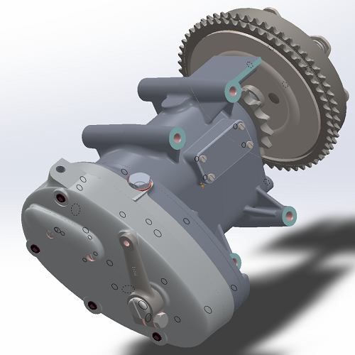 5速换挡赛车摩托车变速箱3D三维几何数模型变速器齿轮箱Solidwork