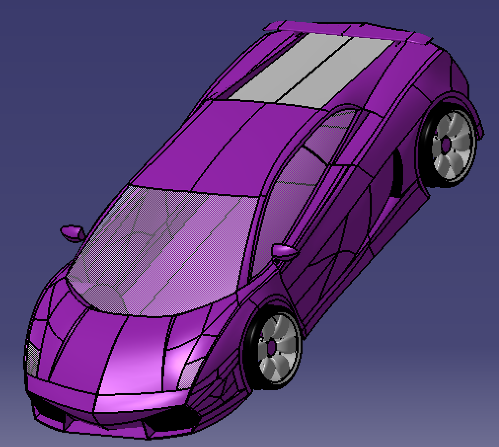 轿跑车汽车曲面造型Catia含参3D三维几何数模型轿车身外观车轮胎