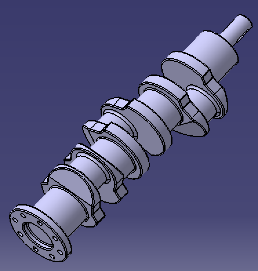l3直列三缸发动机曲轴catia含参3d三维几何数模型引擎曲轴颈stp