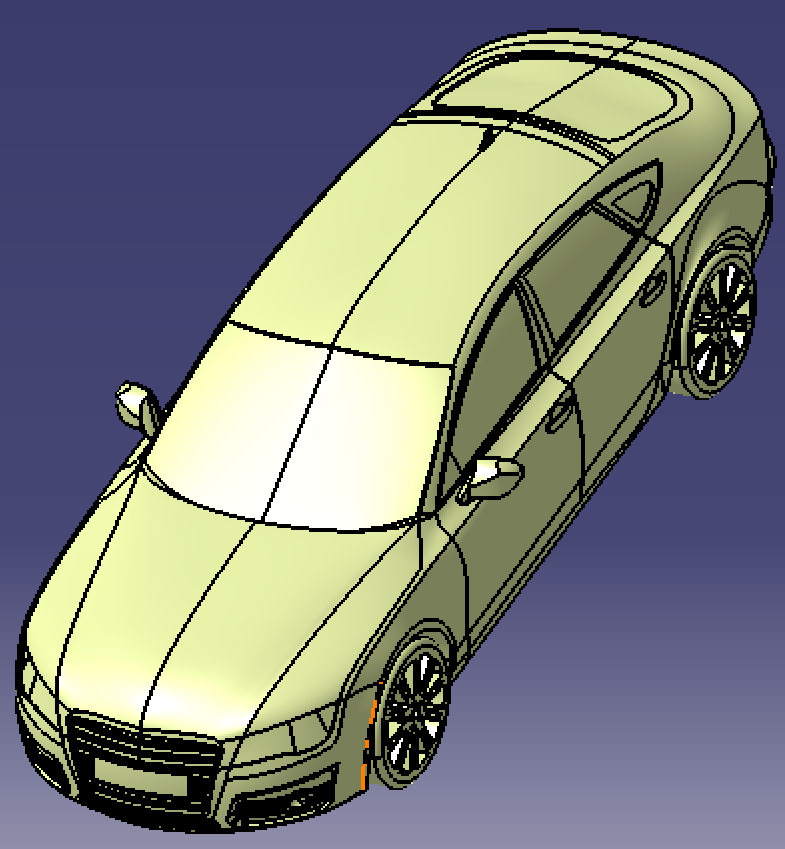奥迪汽车A7轿车曲面3D三维几何数模型车轮胎外观造型stp车身外壳