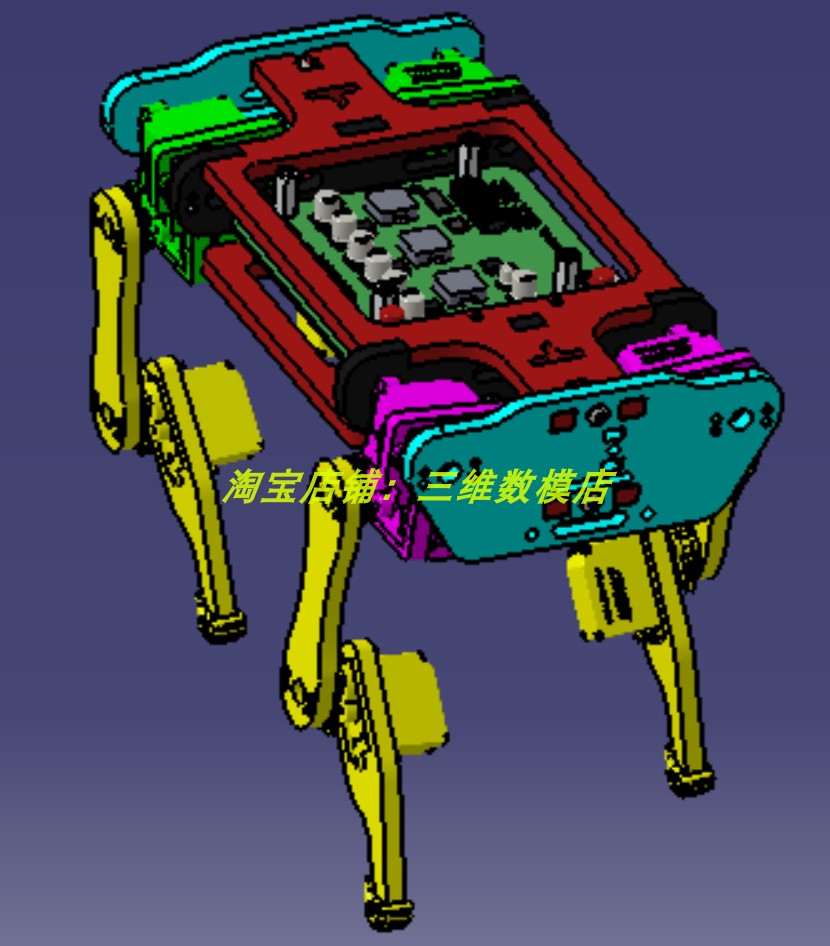 12dof自由度微型机械机器人狗三维几何数模型3D打印素材四足动物