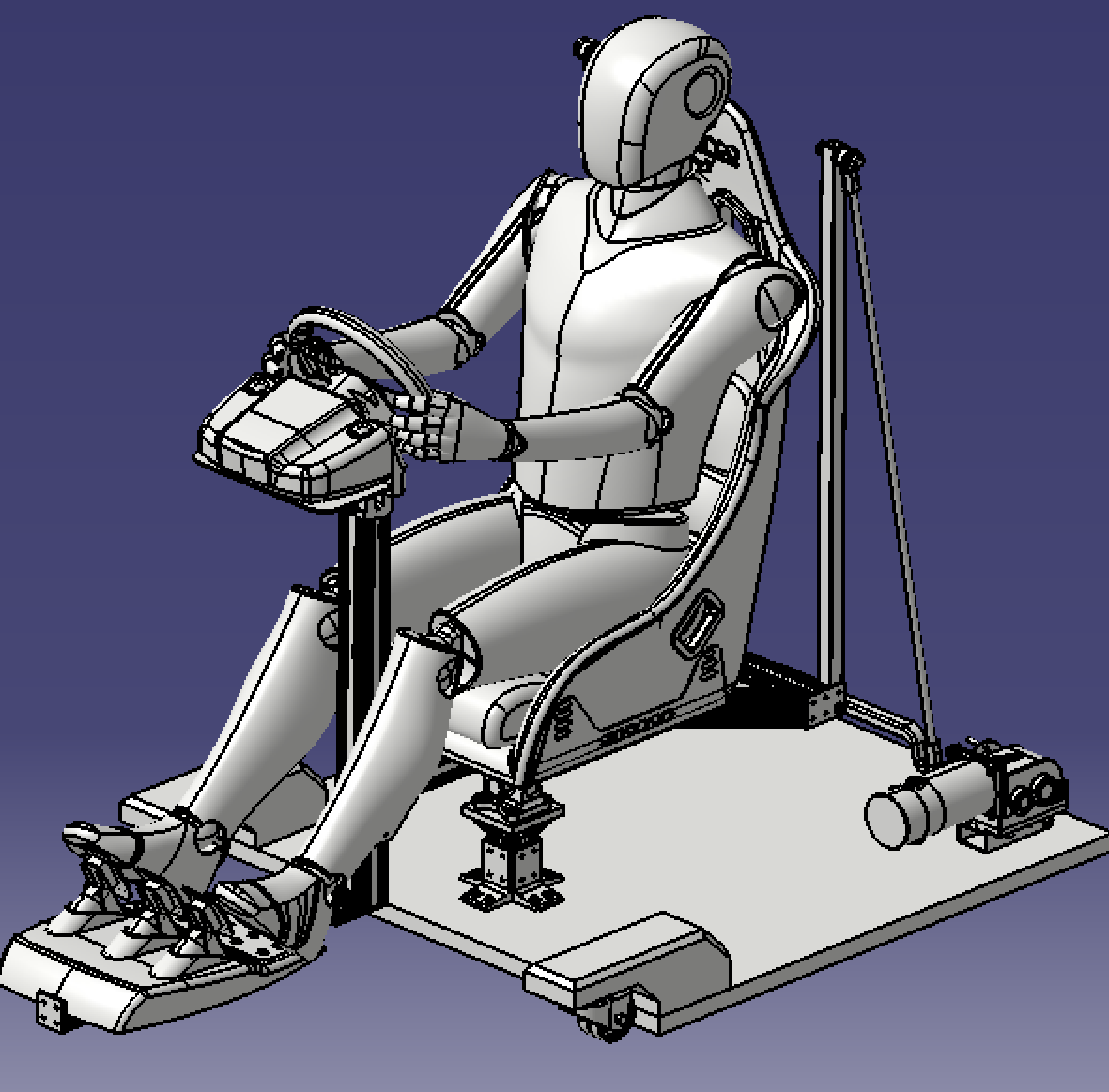 赛车汽车轿车驾驶员模拟器3d三维几何数模型方向盘假人座椅多轴