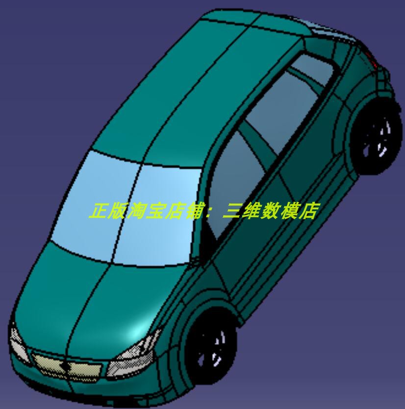 大众Polo两厢车SUV汽车VW轿车身曲面Catia含参轮胎3D三维几何模型