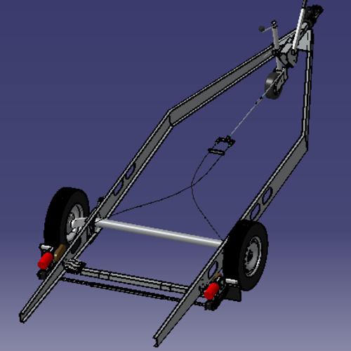 旅行车房车拖车架底盘带制动系车轴车桥3d三维几何数模型stp图纸