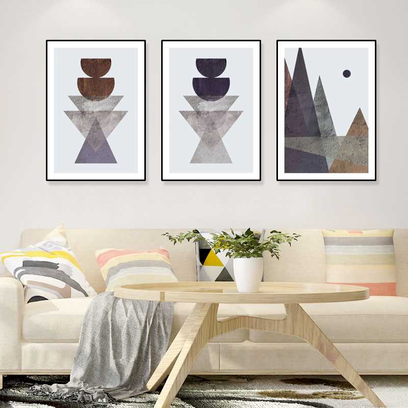 正品楼梯间装饰画现代简约三联组合挂画几何抽象图客厅沙发背景墙图片