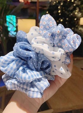 海的味道~蓝色系发绳甜美碎花波点大肠发圈ins学生韩版肥肠皮筋