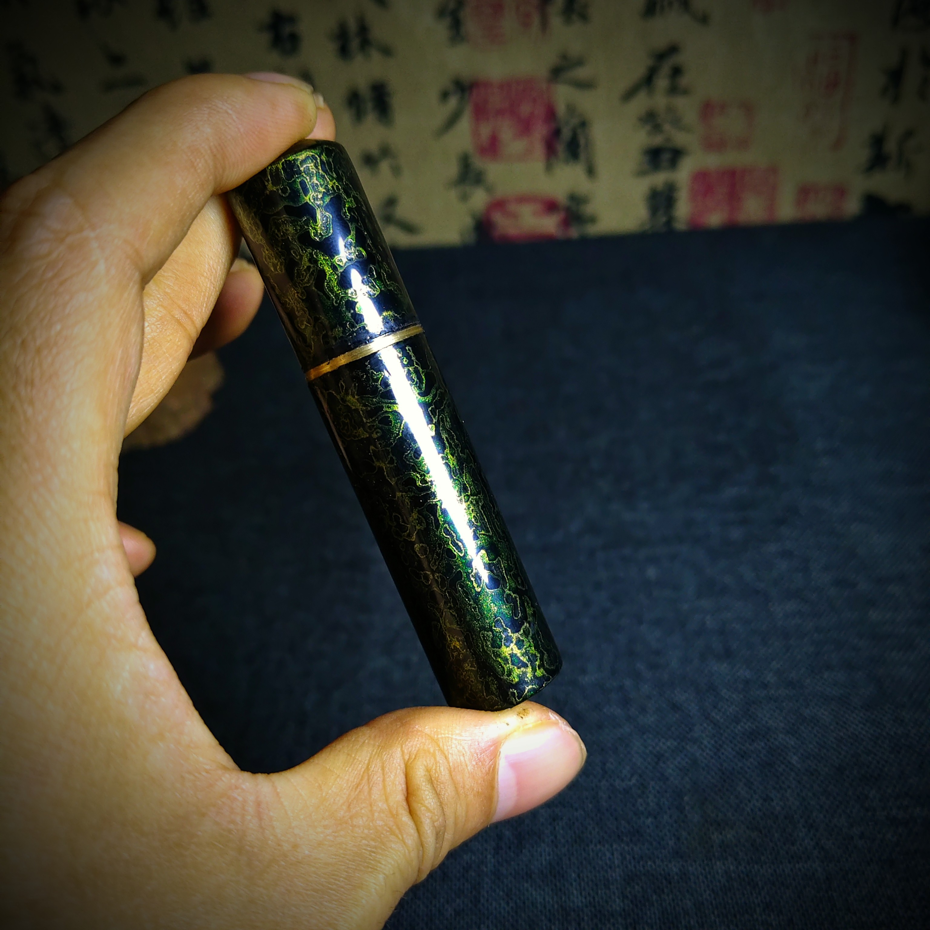 非遗大漆刺绣针线筒老式檀木戳针收纳针灸便携收纳筒家用储针盒