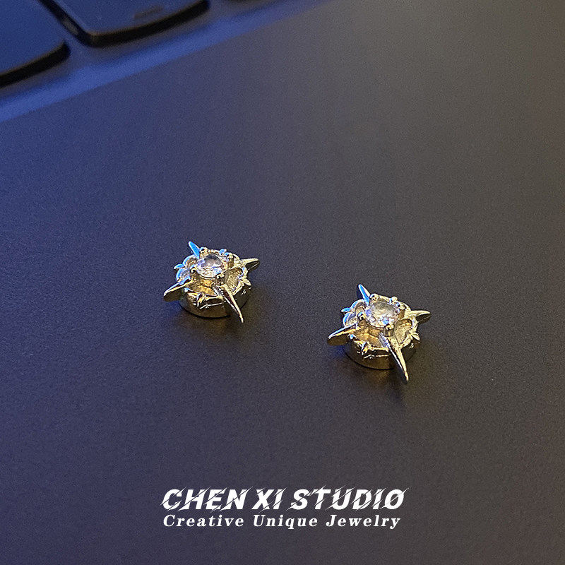 chenxi 北极星磁吸耳夹男潮流个性嘻哈风耳饰无需耳洞十字架耳环